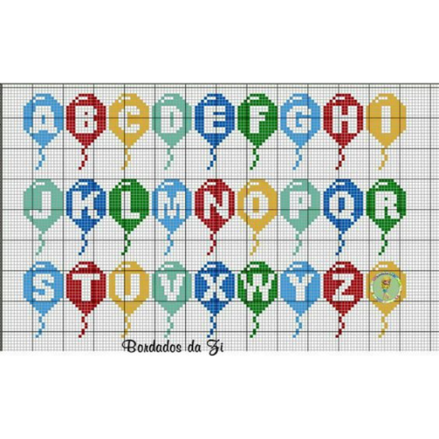 alfabeto em ponto cruz para toalhinha de boca