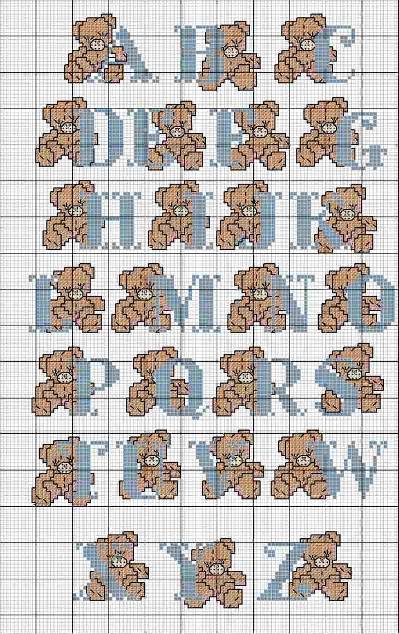 ideias de alfabetos em ponto cruz para toalhinhas de bebê