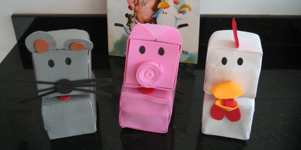 ideias de animais feitos com caixa de leite para crianças