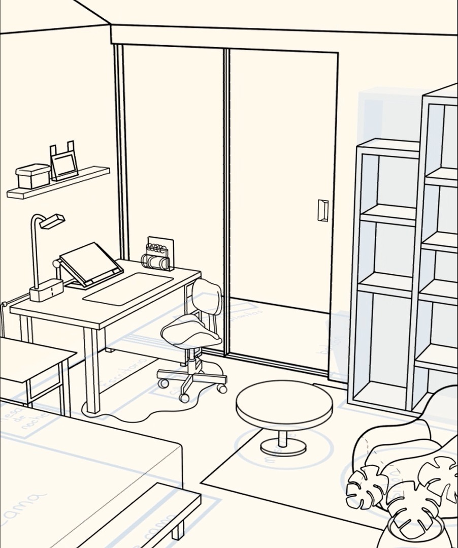 erros ao desenhar quarto organizado