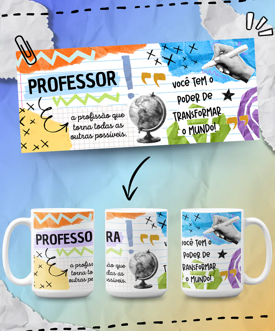 download arte caneca professor png