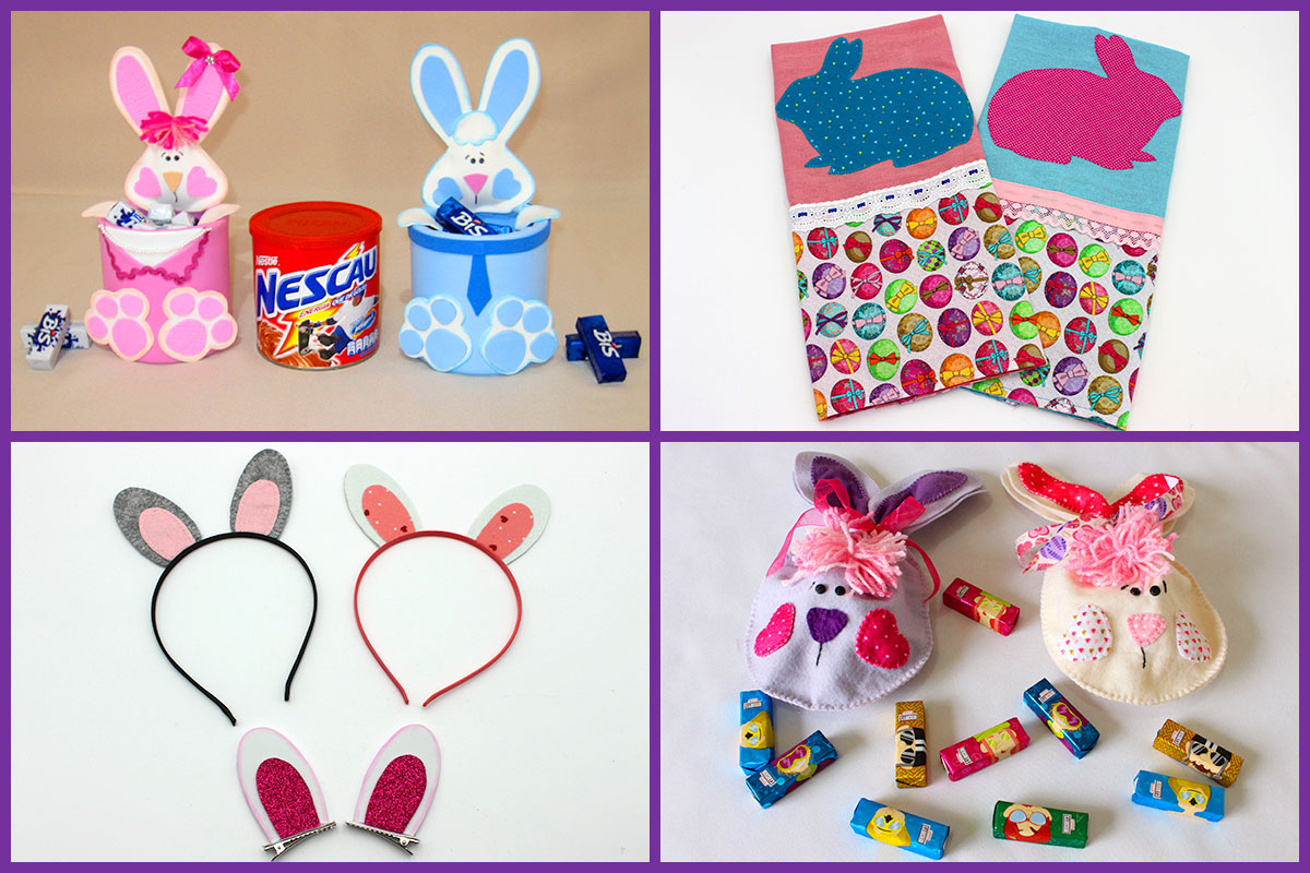 artesanato de páscoa com tecidos coloridos