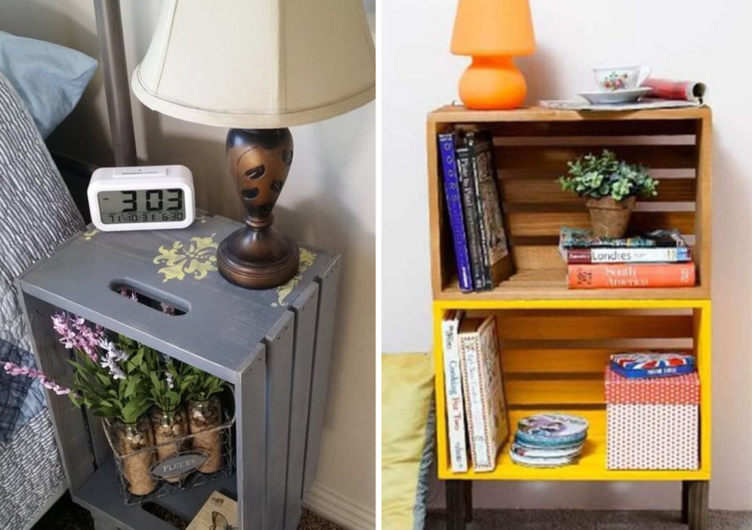 ideias de decoração com caixas de madeira para sala