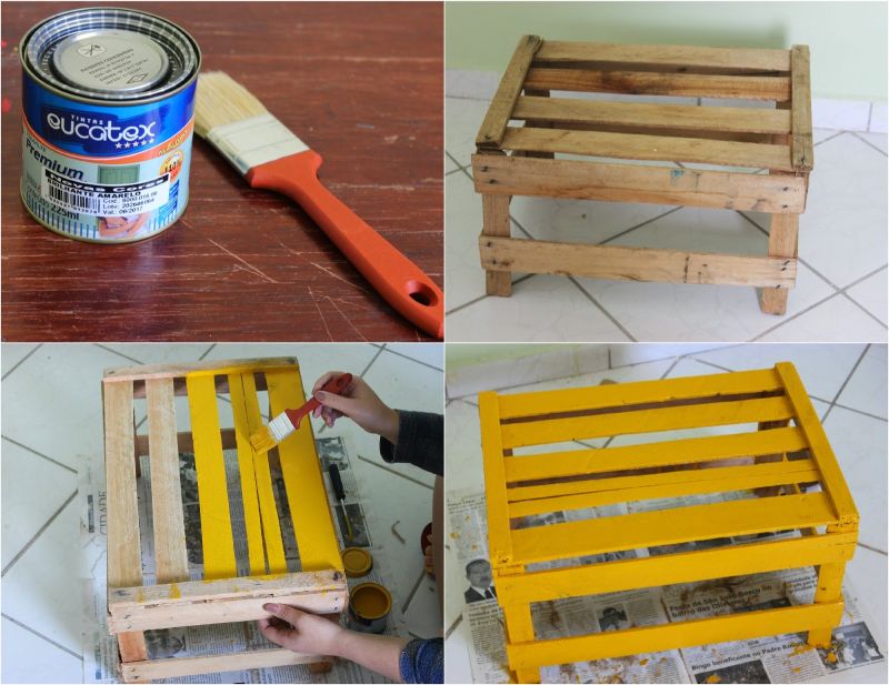 artesanato em caixote de feira