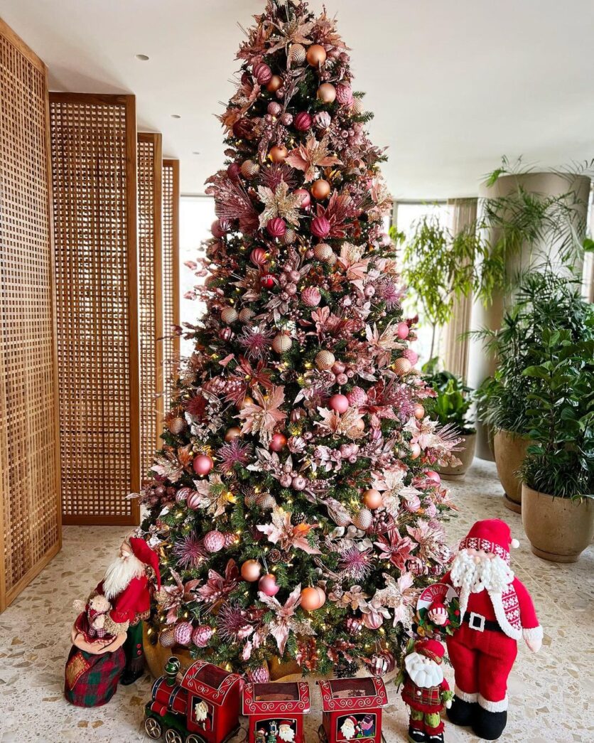 ideias de árvore de natal elegante para sala