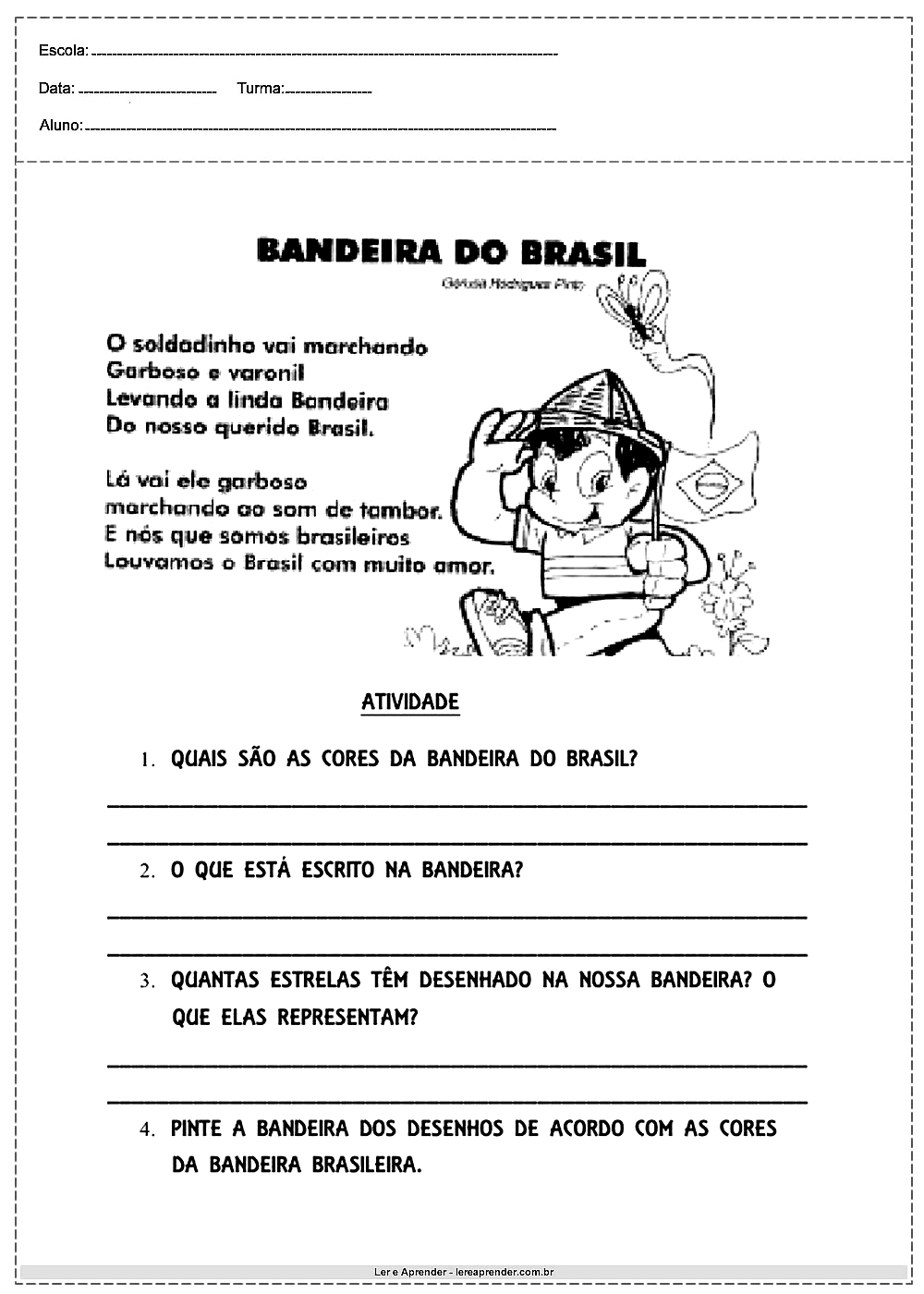 atividades de cidadania bandeira do brasil para imprimir