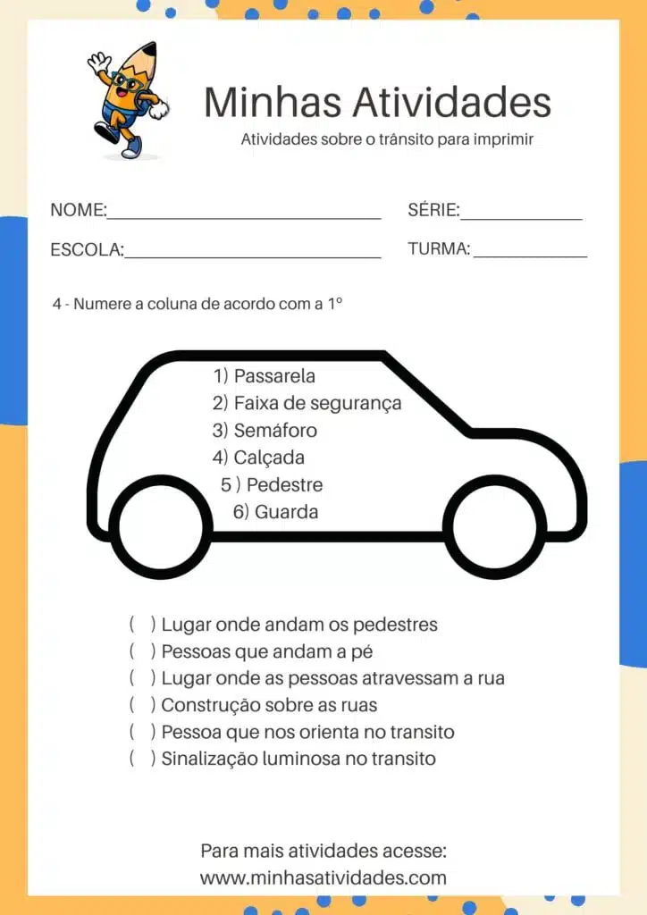 atividades sobre o trânsito para imprimir 2 ano