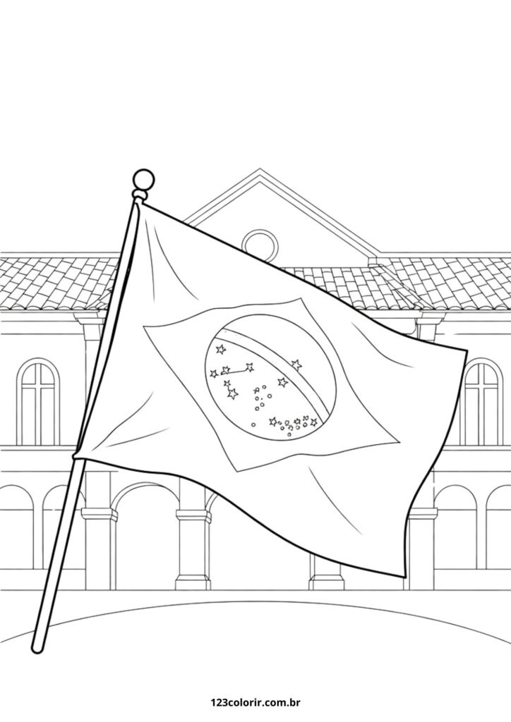 bandeira do Brasil para colorir com personagens