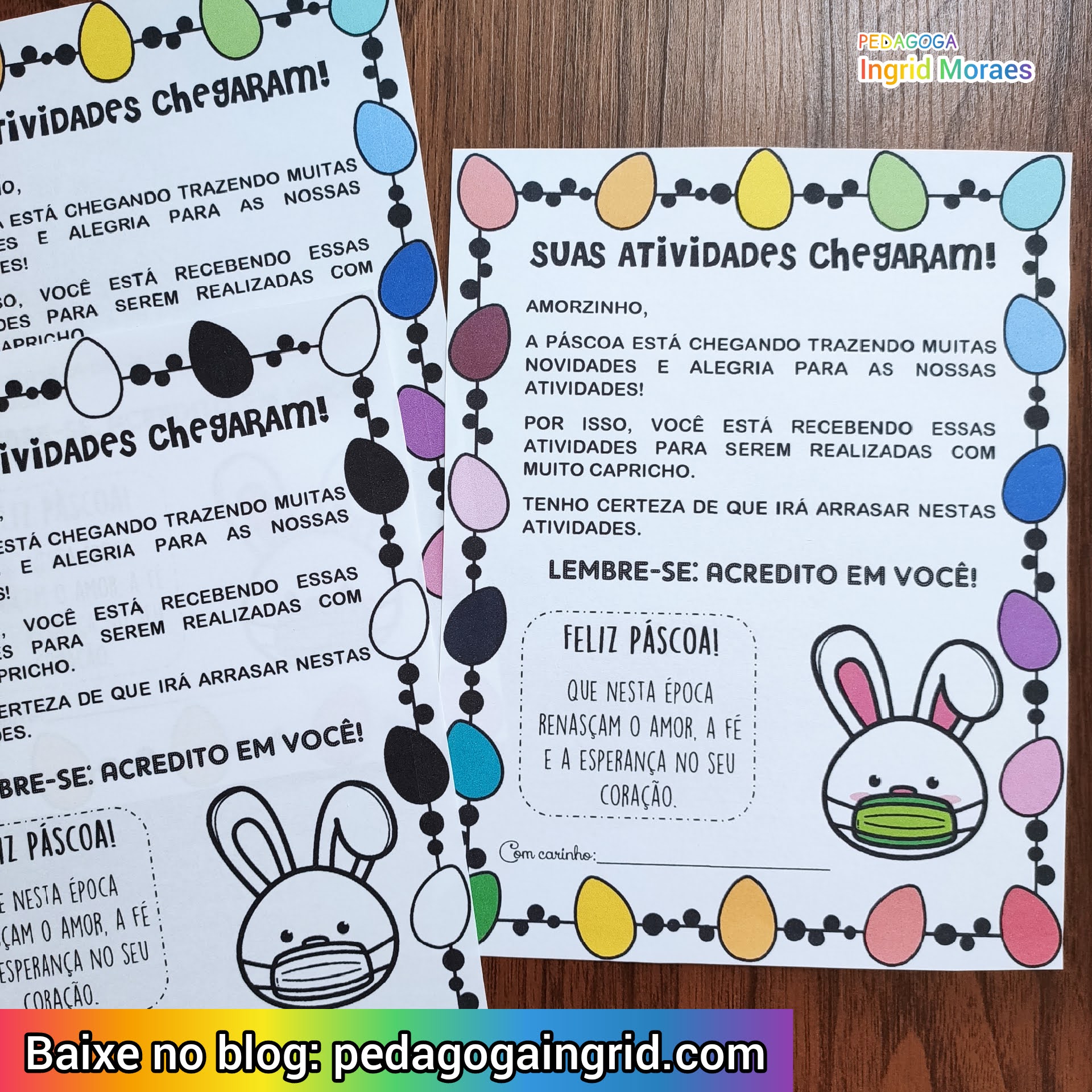 bilhete de páscoa para lembrancinha