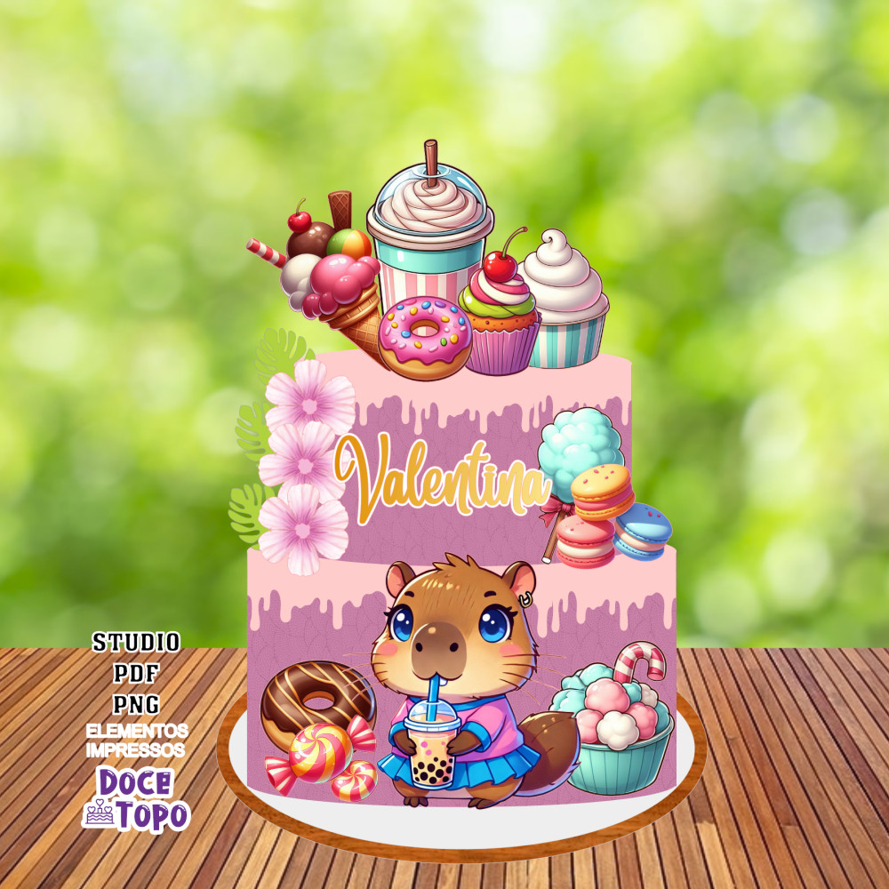 decoração de bolo capivara simples