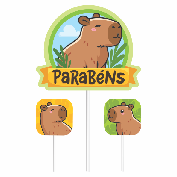 decoração de bolo capivara simples