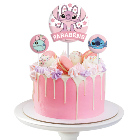 bolo stitch chantininho rosa