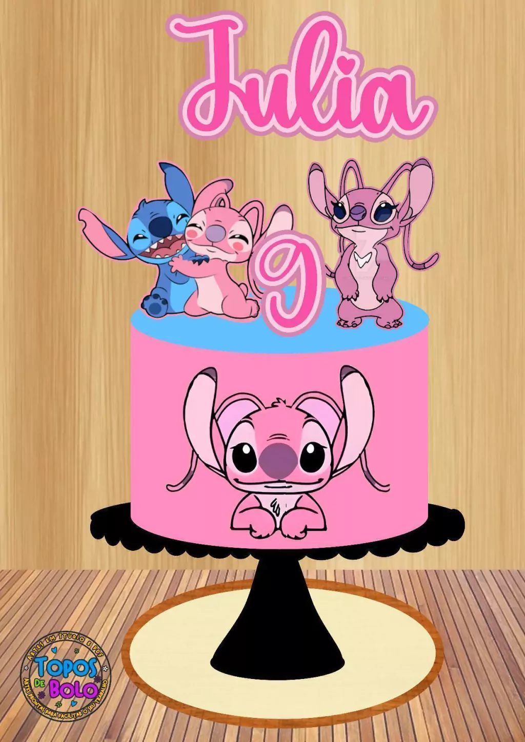 bolo stitch com flores