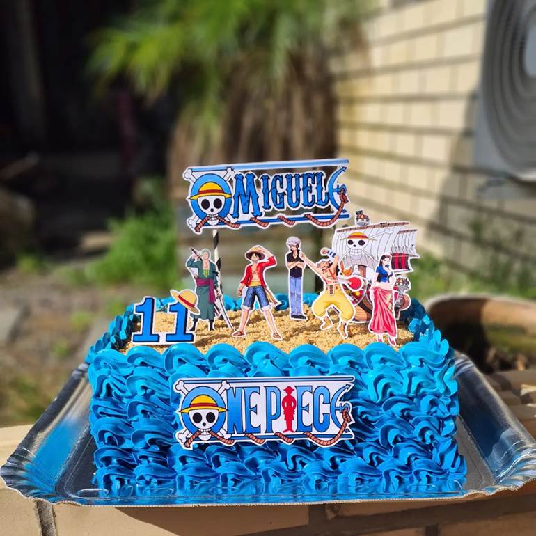 bolo quadrado one piece luffy