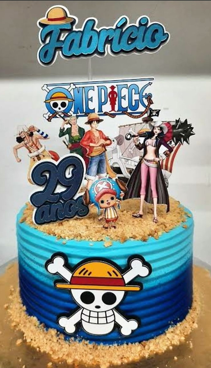 bolo one piece quadrado personalizado