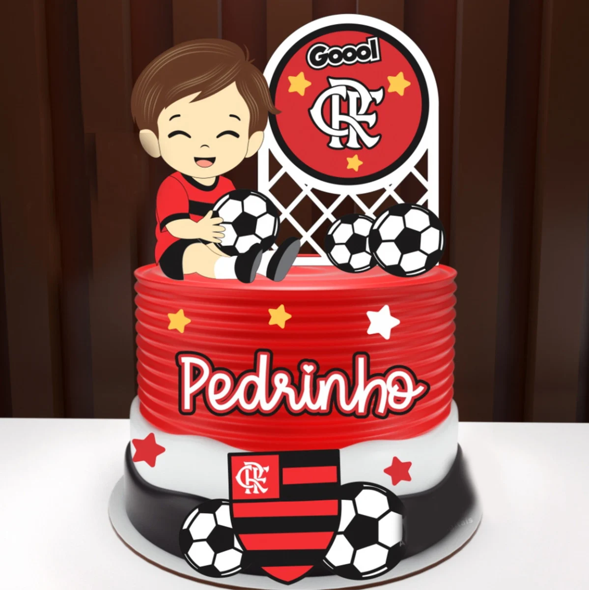 Bolo masculino do Flamengo com papel de arroz
