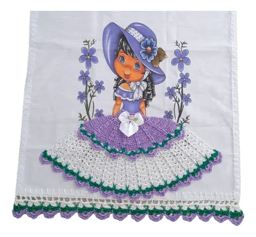 bonecas pintadas em pano de prato