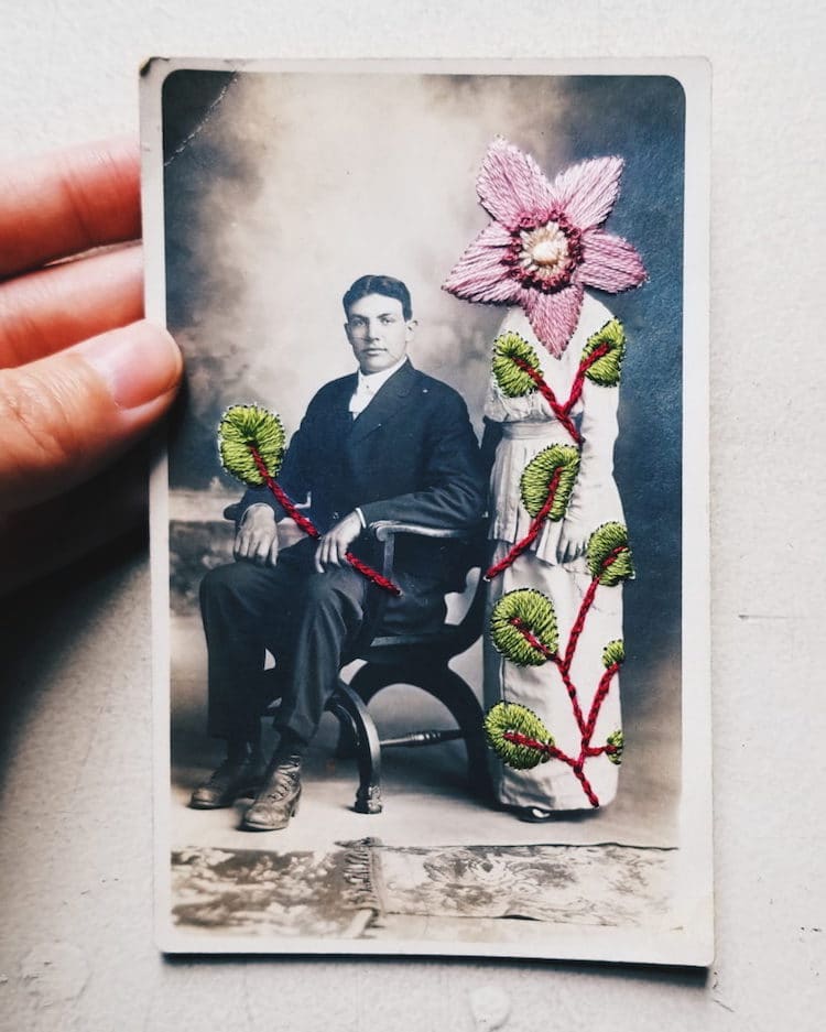 bordado em fotografia impressa em tecido