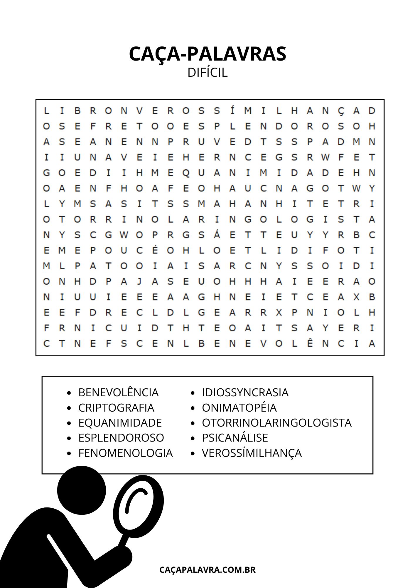 caça palavras difícil online