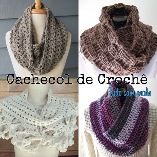 receita cachecol de crochê com vídeo
