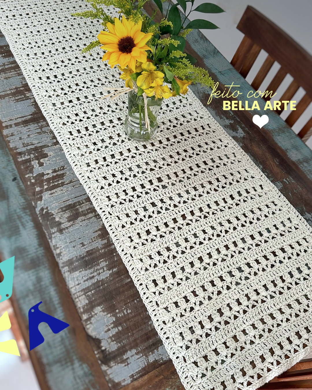caminho de mesa de crochê simples passo a passo