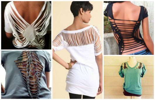 camiseta com corte trançado
