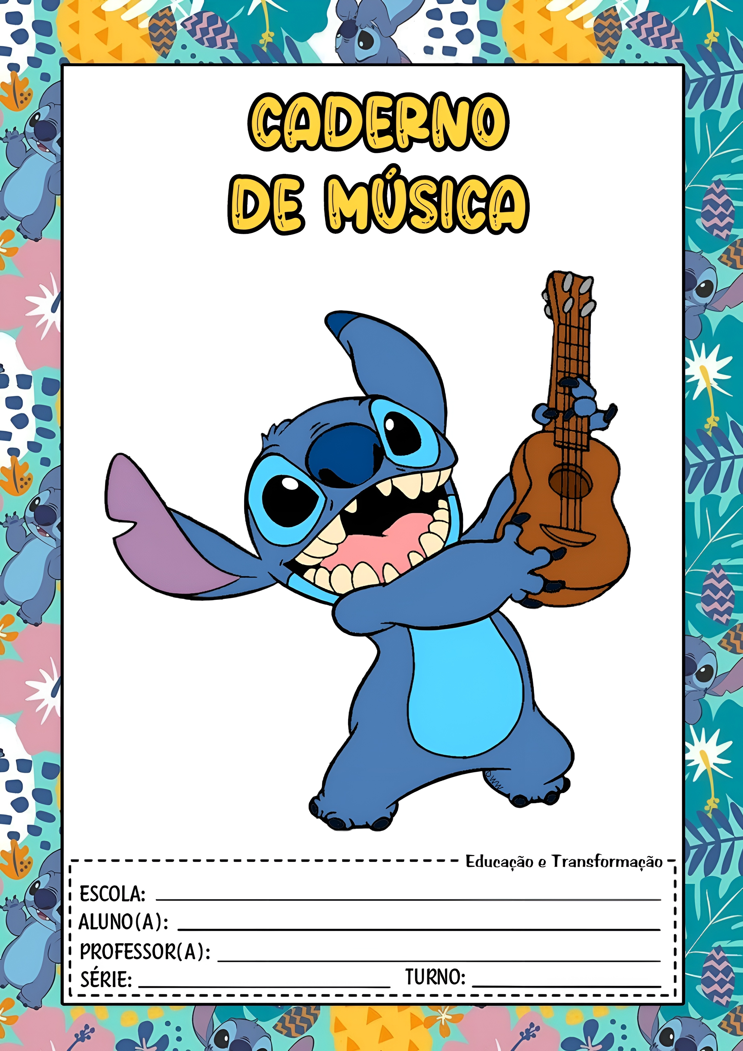 capa caderno stitch para colorir