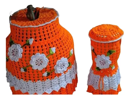 capa botijão crochê vs capa botijão tecido