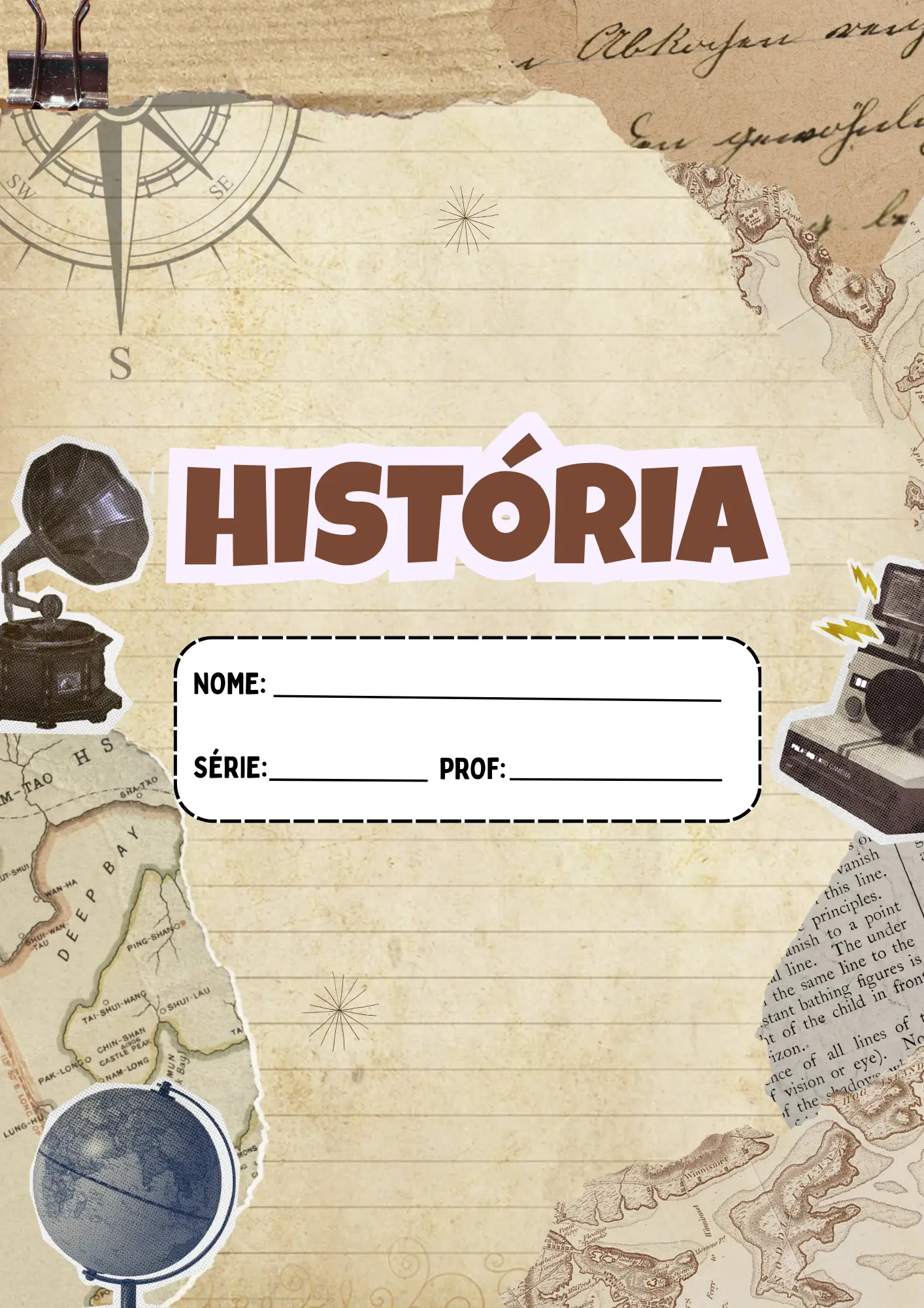 como fazer capa de caderno de história estilo vintage