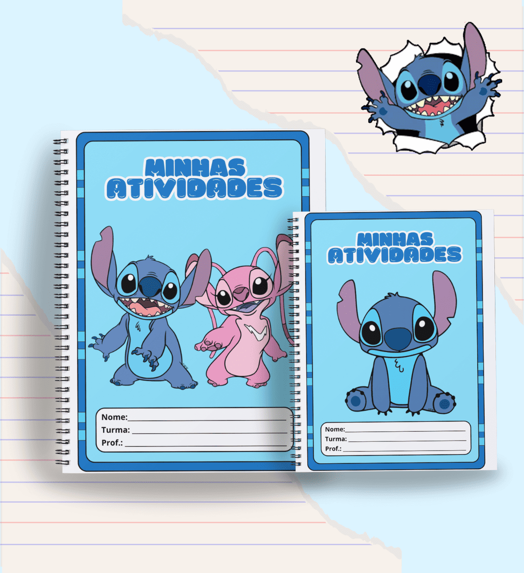 capa caderno stitch para colorir