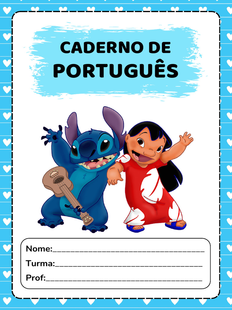 capa caderno stitch escolar