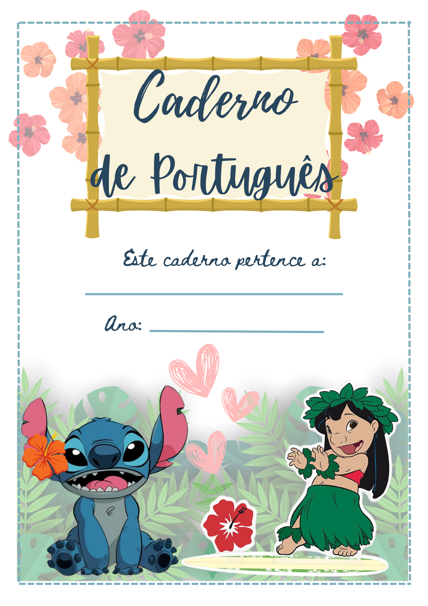 capa de caderno stitch para imprimir grátis
