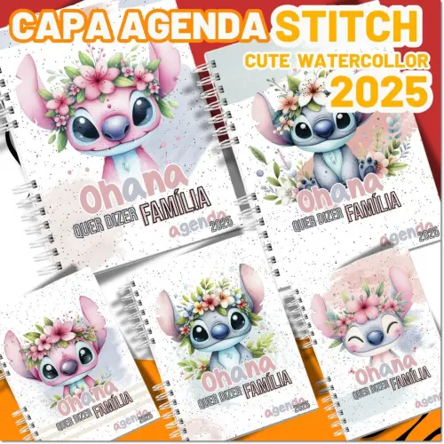 capa de caderno stitch para matéria escolar