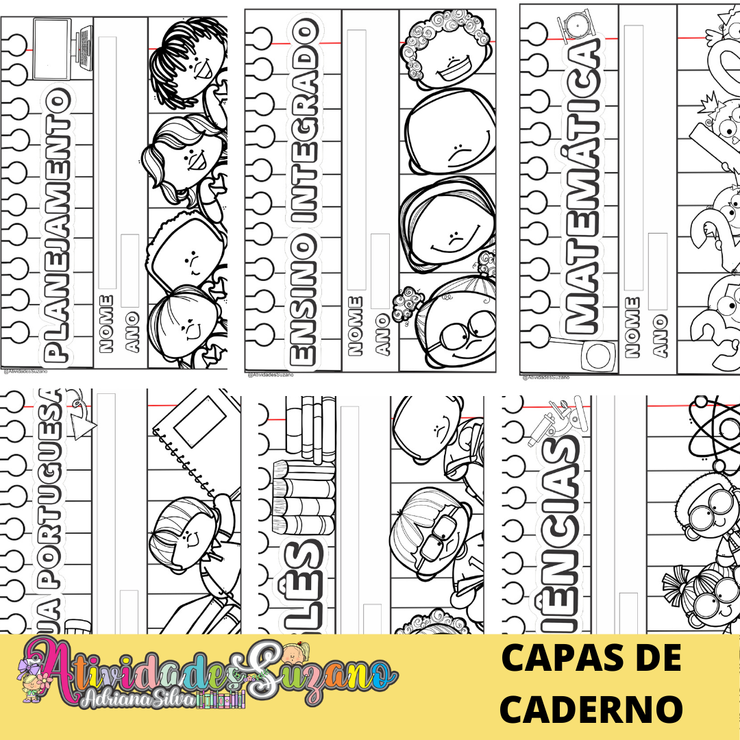 capa de caderno para colorir de flores