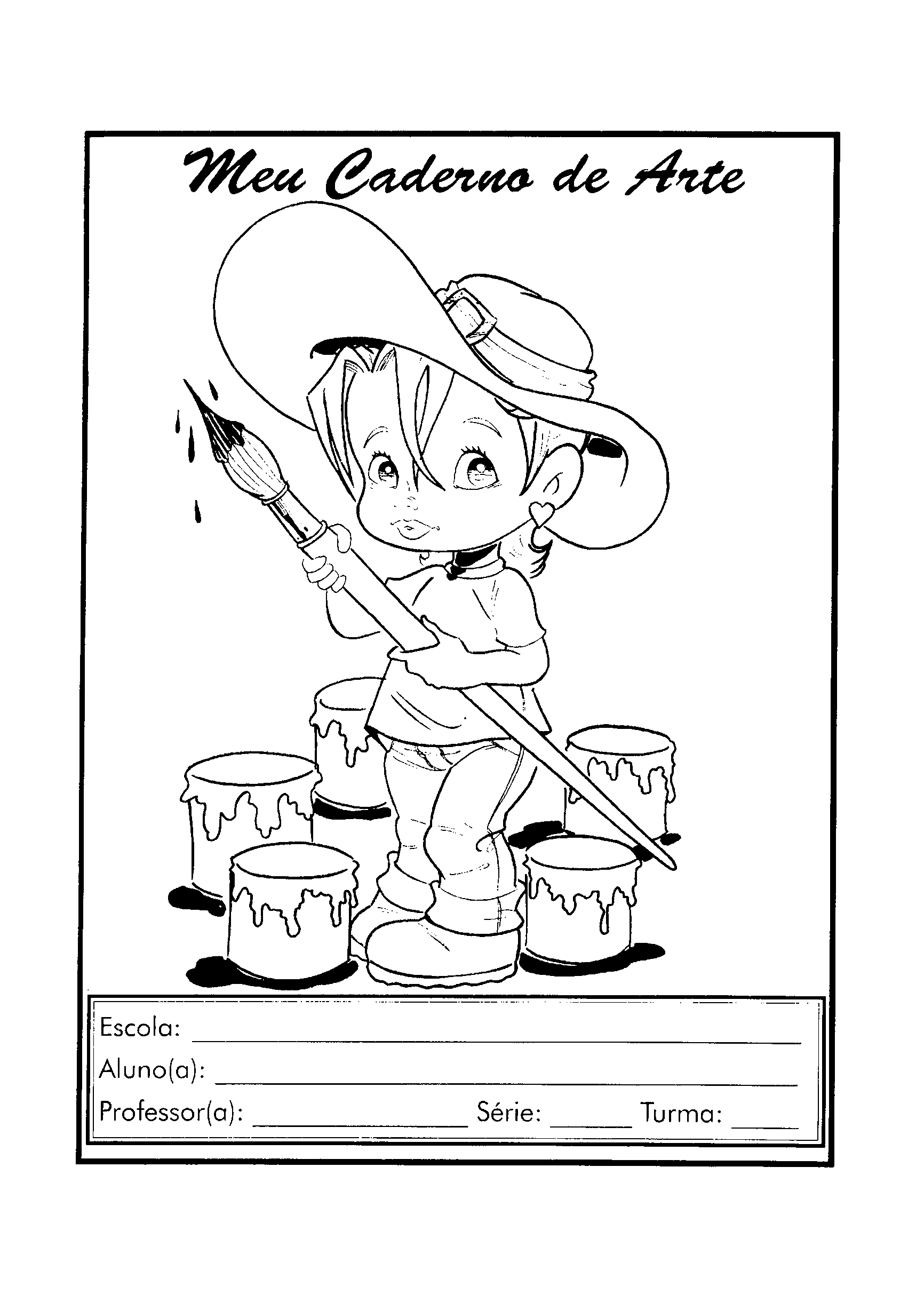 capa de caderno para colorir de flores