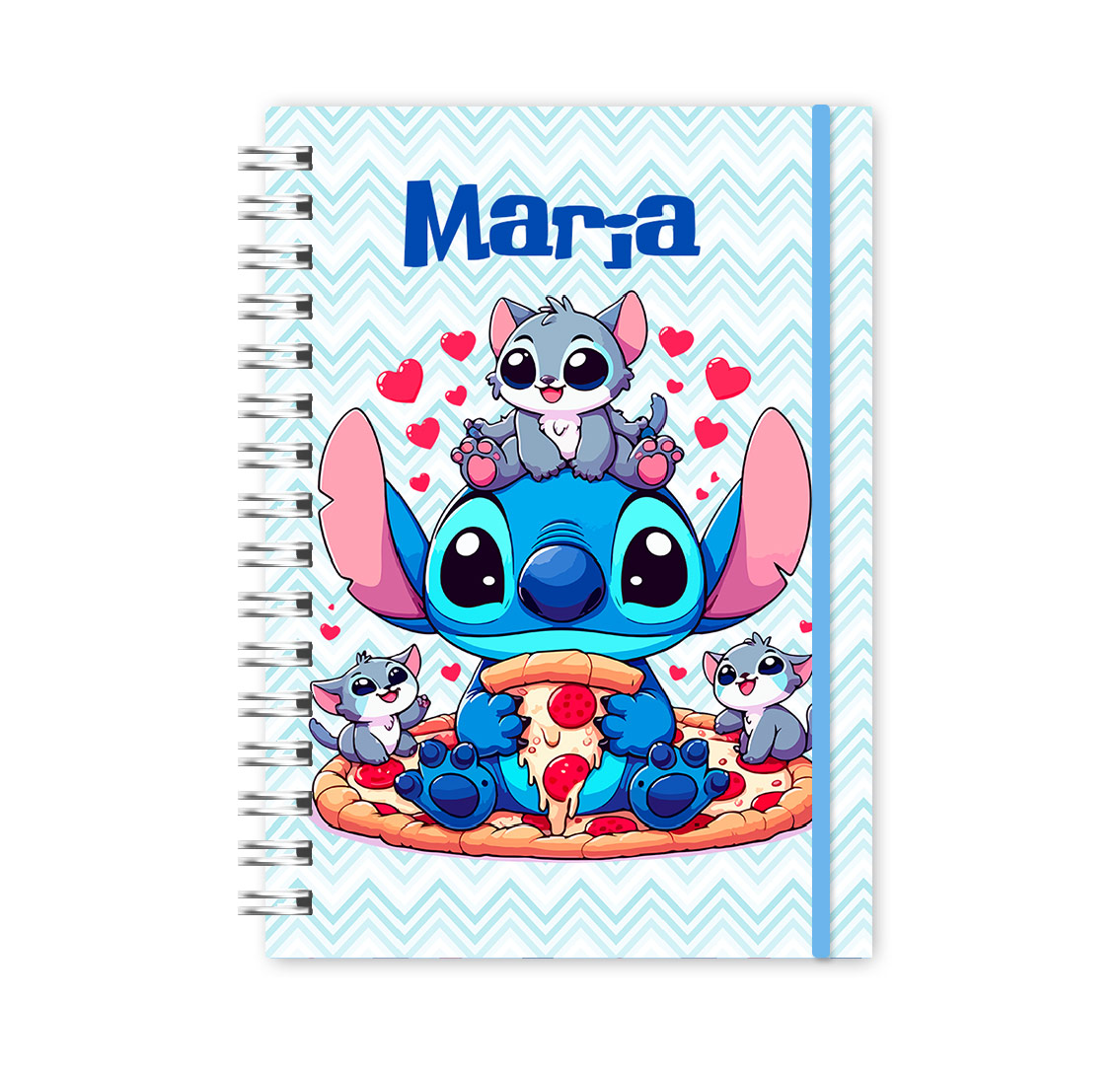 capa de caderno personalizada stitch com adesivos