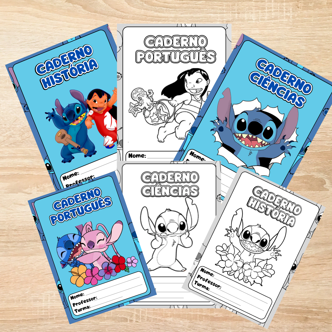 capa de caderno personalizada stitch tons pastéis
