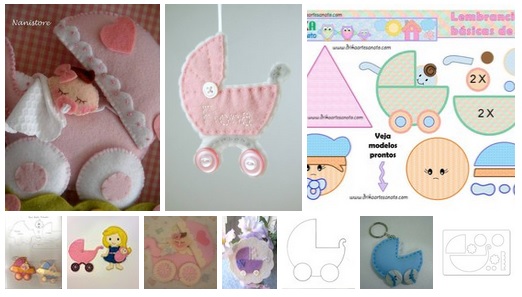 ideias de lembrancinhas de carrinho de feltro para chá de bebê