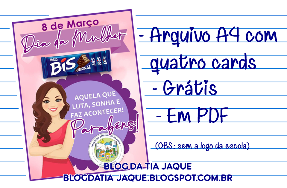 Cartão com Bis para o Dia da Mulher