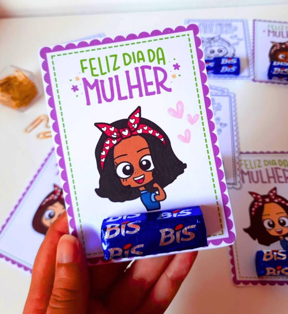 Cartão para colar Bis Dia da Mulher