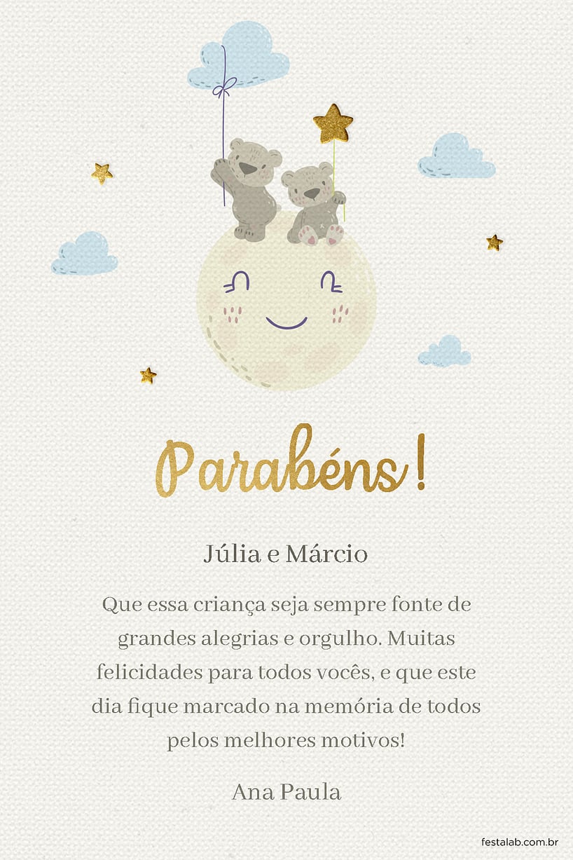 cartão de chá de fraldas