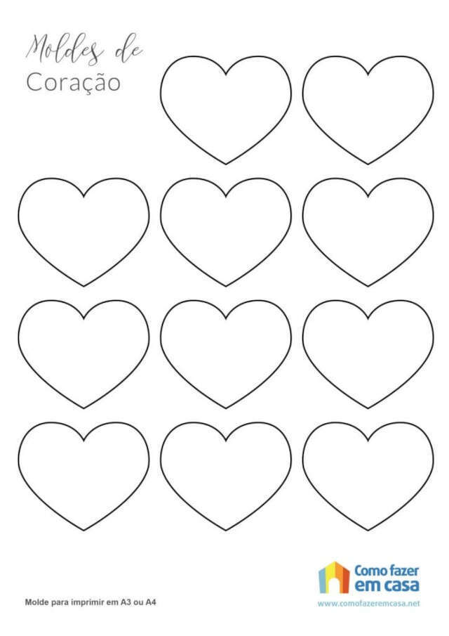 molde de coração grande para imprimir