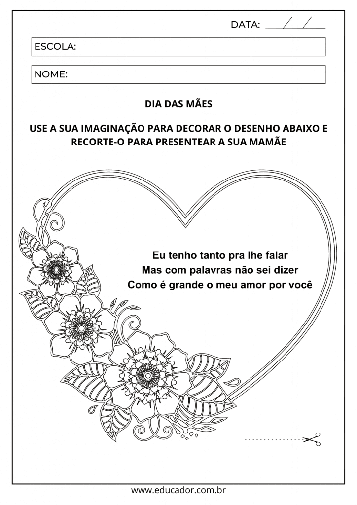 desenhos do dia das mães para crianças colorirem