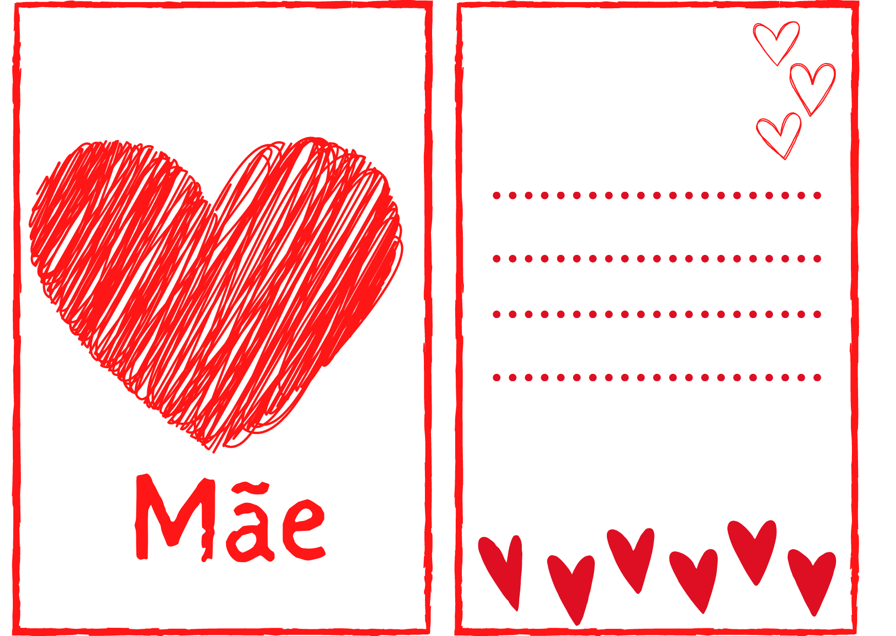 cartão dia das mães feito à mão para imprimir