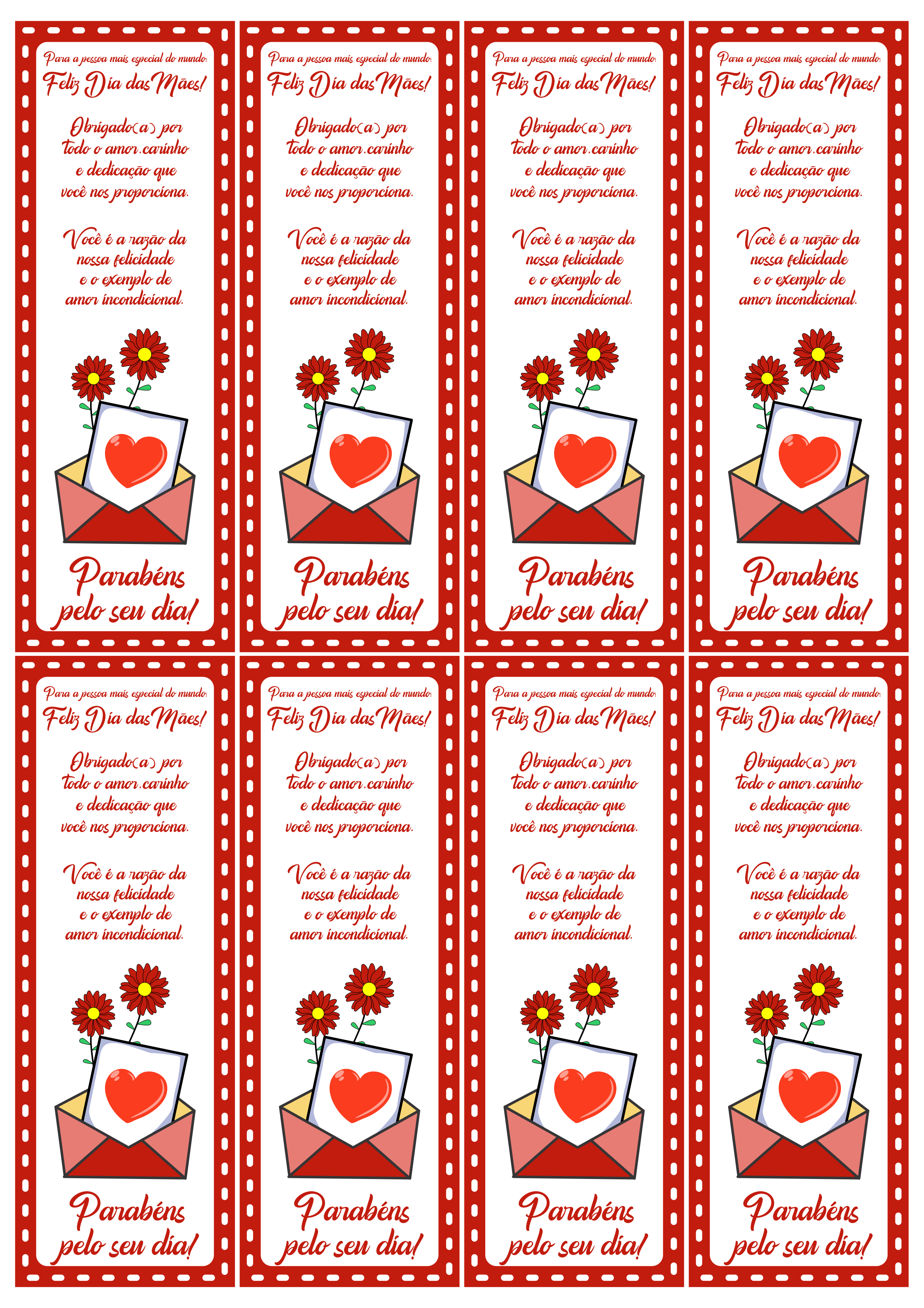 cartão dia das mães feito à mão para imprimir