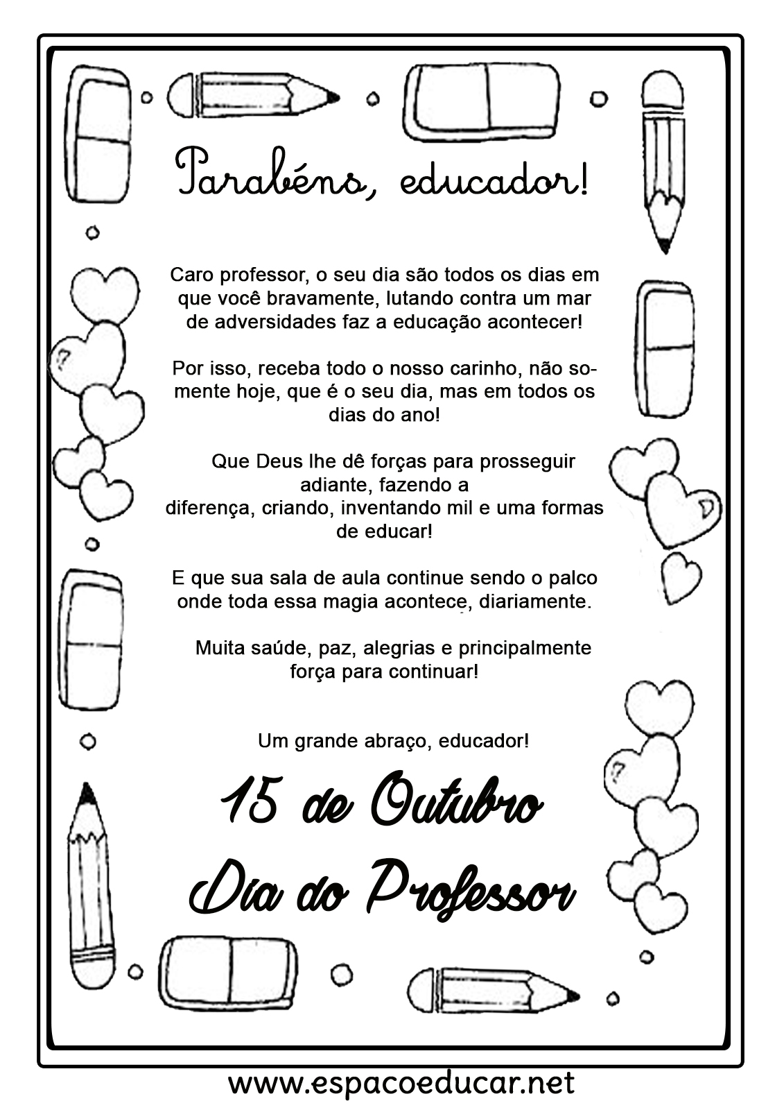 cartão dia dos professores criativo para imprimir