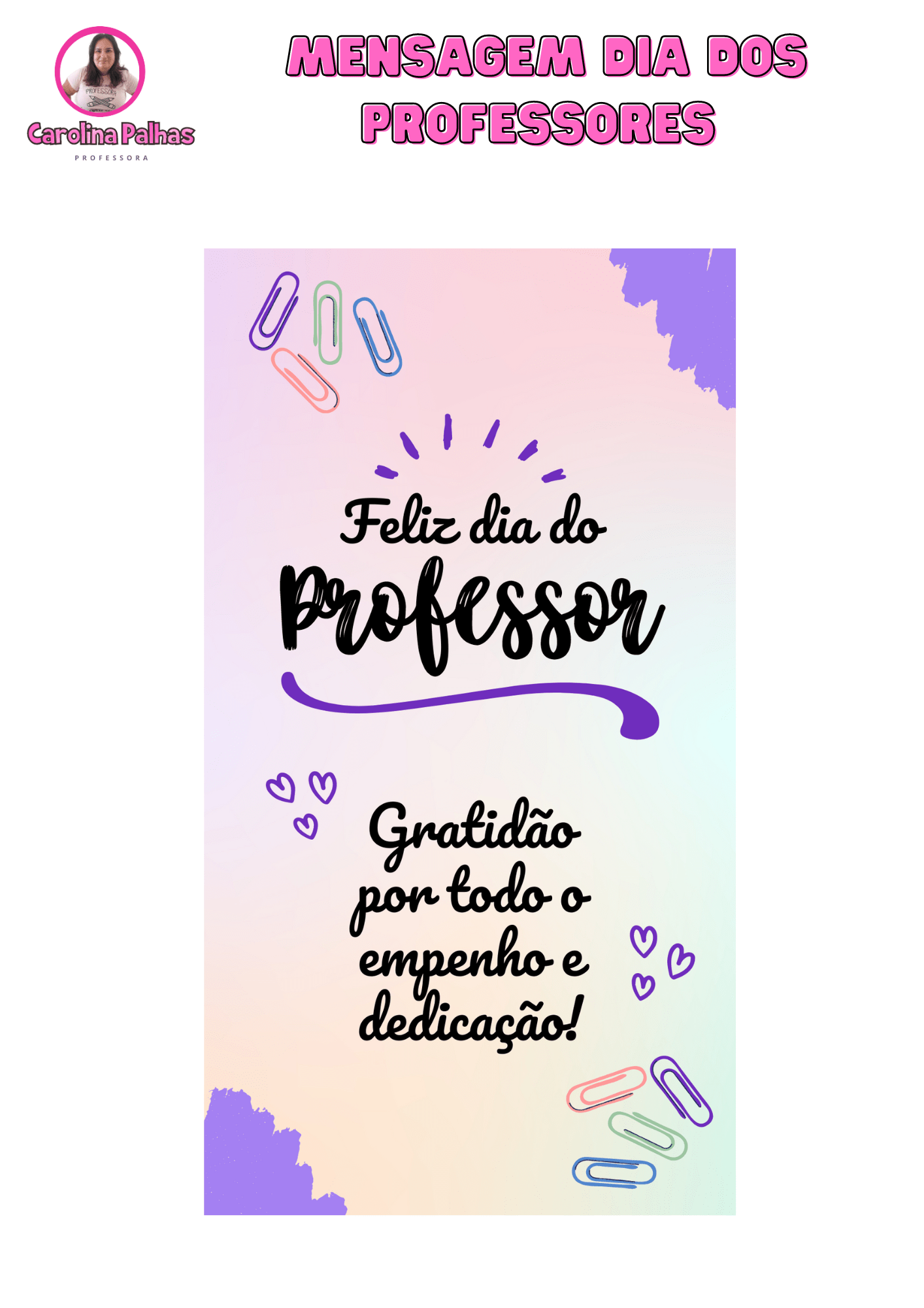 cartão dia dos professores criativo para imprimir