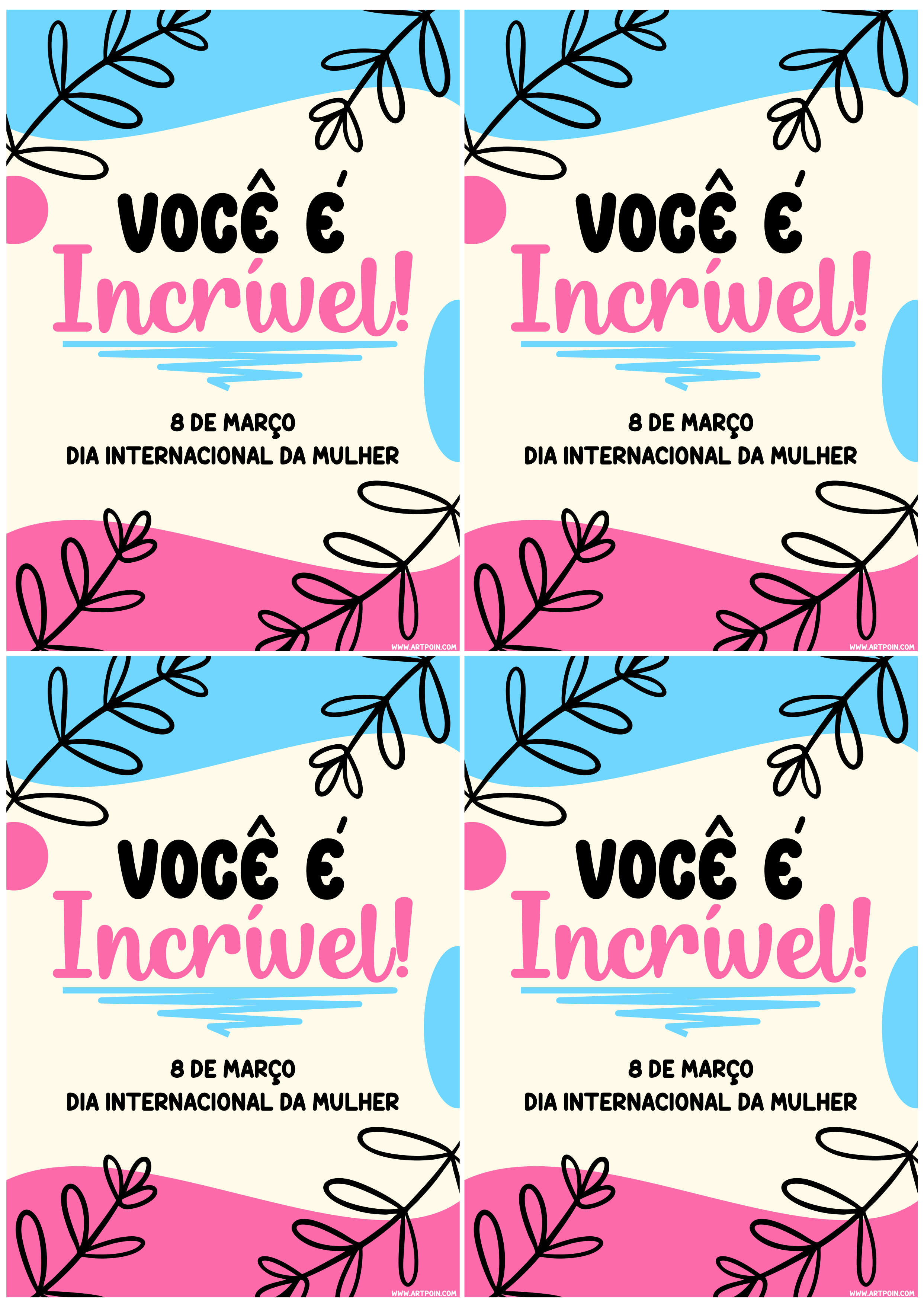 cartão dia da mulher para imprimir grátis