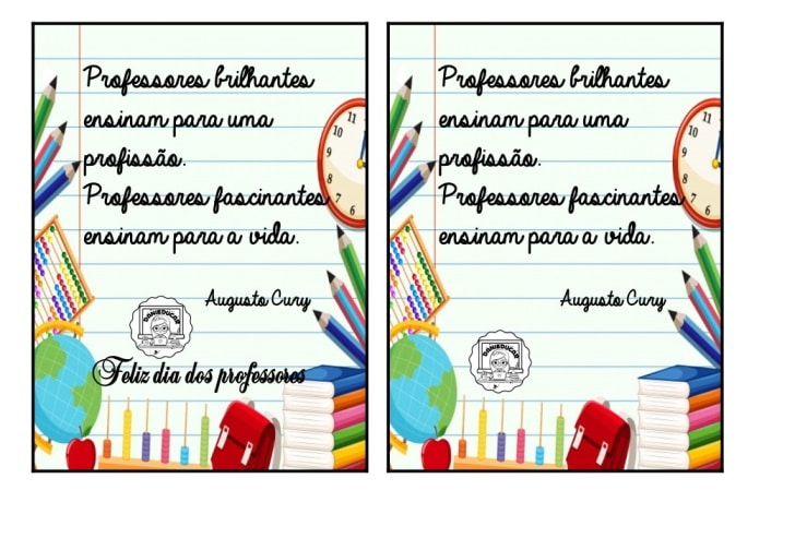 cartão professor criativo