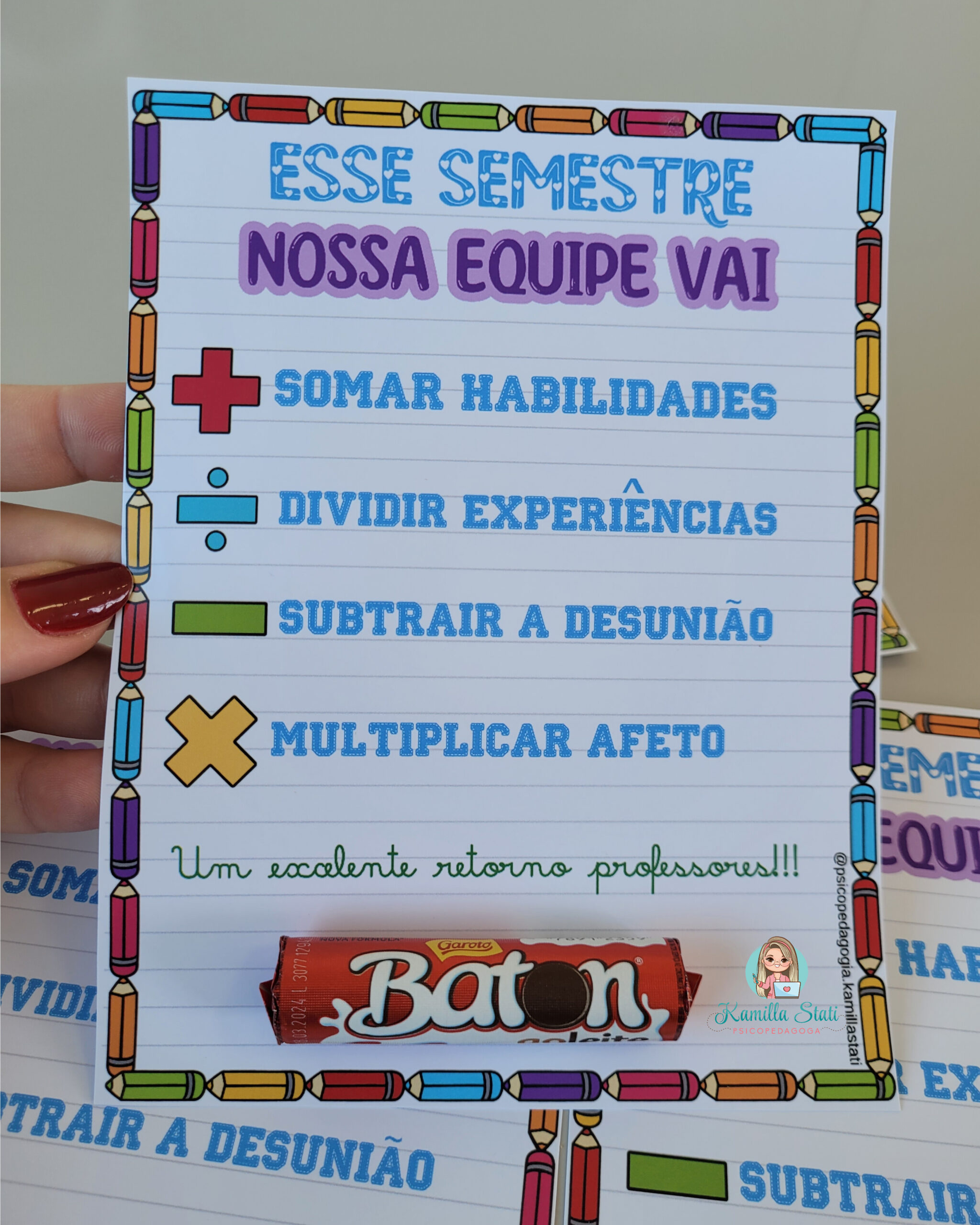 cartão professor personalizado